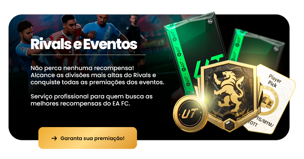 Rivals e Eventos - Alcance as divisões mais altas do Rivals e conquiste todas as premiações dos eventos. Clique e garanta sua premiação.